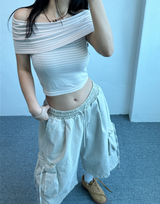 7/10 ロープピグメントワッシュカーゴバミューダパンツ🩷🩶🤍 - 3 カラーズ