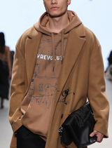 キャメルウールプリントコート