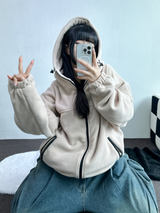 オーバーフィットフリースジップアップ💛🤎🖤 - 3カラー