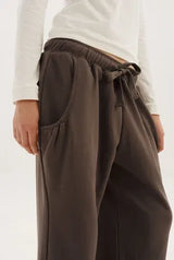 Frill sweat pants - deep brown