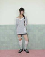  LACE LAYERED OVER KNEESOCKS / MINT