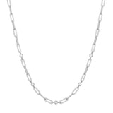 シルバーベゼルペーパークリップチェーンロジウムメッキ+925シルバーネックレス N069-07H