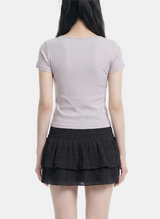 エヴィア ツイスト レイヤードTシャツ