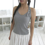 Button-up halter neck top