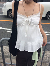 ロビット レース フレア フリル スリーブレス ブラウス