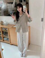 #Seersucker Check Overfit Shirt (2color)