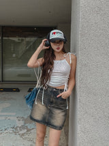 [U-DENIM/Special Product] ケイトウォッシングデニムミニスカート