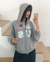 ペキットスターズ＆ストライプス ハートプリントツーウェイジッパー長袖フードジップアップ