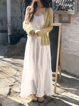 Pure V-neck Button Lace Sleeveless (2color)