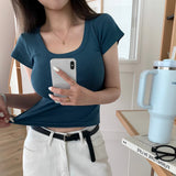 [5color] アウト、スクエアネックショートスリーブTシャツ