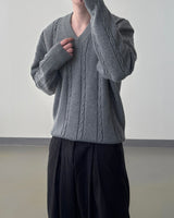 Melter Semi-Cropped Cable V-Neck Knit