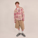 ethnic paisley open collar shirt_purple