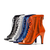 シースルーパテントコンビネーションオープントゥヒール(Orange)