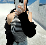 (FALL/WINTER KNIT) ニットストリッピードセミクロッピードレイヤードインナータートルネックタンク- 2 カラー