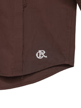 6CRAYON Patchwork Basic Brown Cotton Poplin Embroidered Shirt