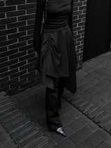 suede shirring draped skirt