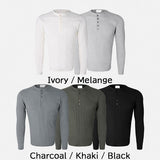 Kanden Ribbed Henley Neck Slim Long Sleeve T-shirt