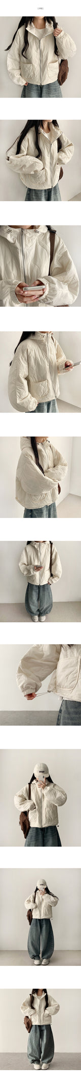 Tez Quilting Boxy Hoodie Lightweight Padding