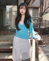 thin & flower square sleeveless top