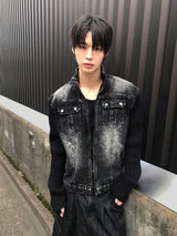 ブラックデニムニットジャケット