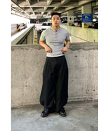 (Muscle Fit) Loop Henley Neck Ribbed Short Sleeve