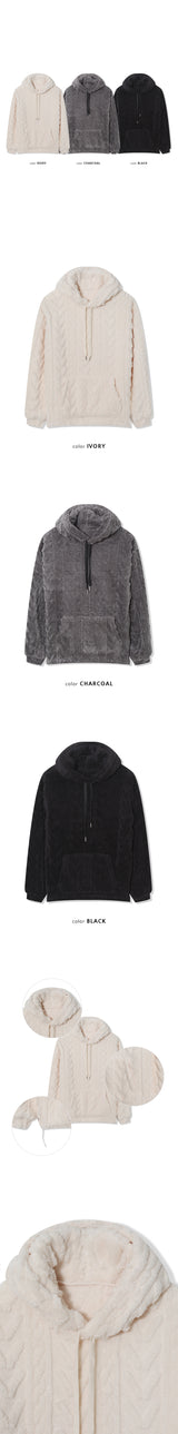 [F/W] Cable sheep hair hood knit(3color)