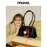 muva.レザー マルチポケット ラージキャパシティ アンダーアームバッグ