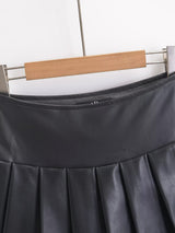 leather pleated pants mini skirt