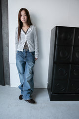 wrinkle mesh loop cardigan(3colors)