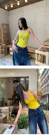 Yellow Sense V-neck sleeveless t-shirt