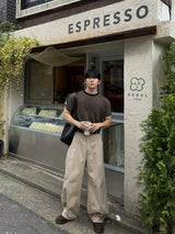 ストライプカラーウェイクロップド半袖Tシャツ