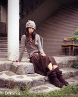 FLARE RIB SKIRT (CAHRCOAL)