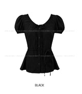 May Ribbon Pintuck Puff Blouse
