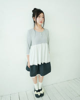 Dot flare layered top / gray