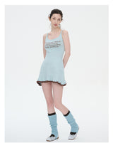 rirri Original Design Summer Stretch Knit Contrast Letter Jacquard Ballet-style Dress