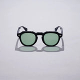 Vatic Vintage Optical Soto Black 8mm Lake green lens with French crown thick-cut acetate frame