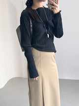 Raond Belt H-line Cut-out Long Skirt