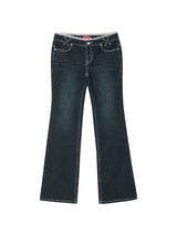 LACE BOOTCUT DENIM PANTS INDIGO