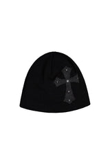 CROSS STUDDED BEANIE / BLACK
