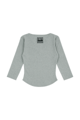 C 90S ラインスリットネックTシャツ_グレー