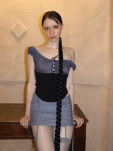 Pin lace-up top