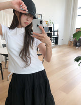 フォルネルアンバランス襟付き半袖Tシャツ