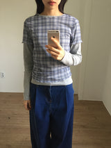 Check Sheer Short Sleeve (2color)