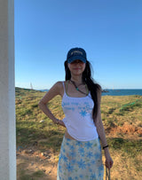 Lettering Flower Camisole Sleeveless T-shirt