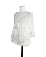 [ pure beauty 🤍 ] hees puff white & lace blouse