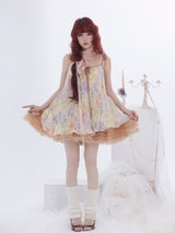 ROSE ISLAND シフォン ギャザー Aライン スリップドレス