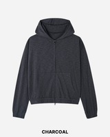 Roving Slub Cropped Hooded Zip-up
