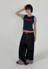 ROLL-UP WIDE DENIM