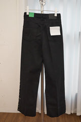 スナップボタン ディテール スリットパンツ (Black/2size)