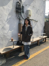 Leather Collar Jacket